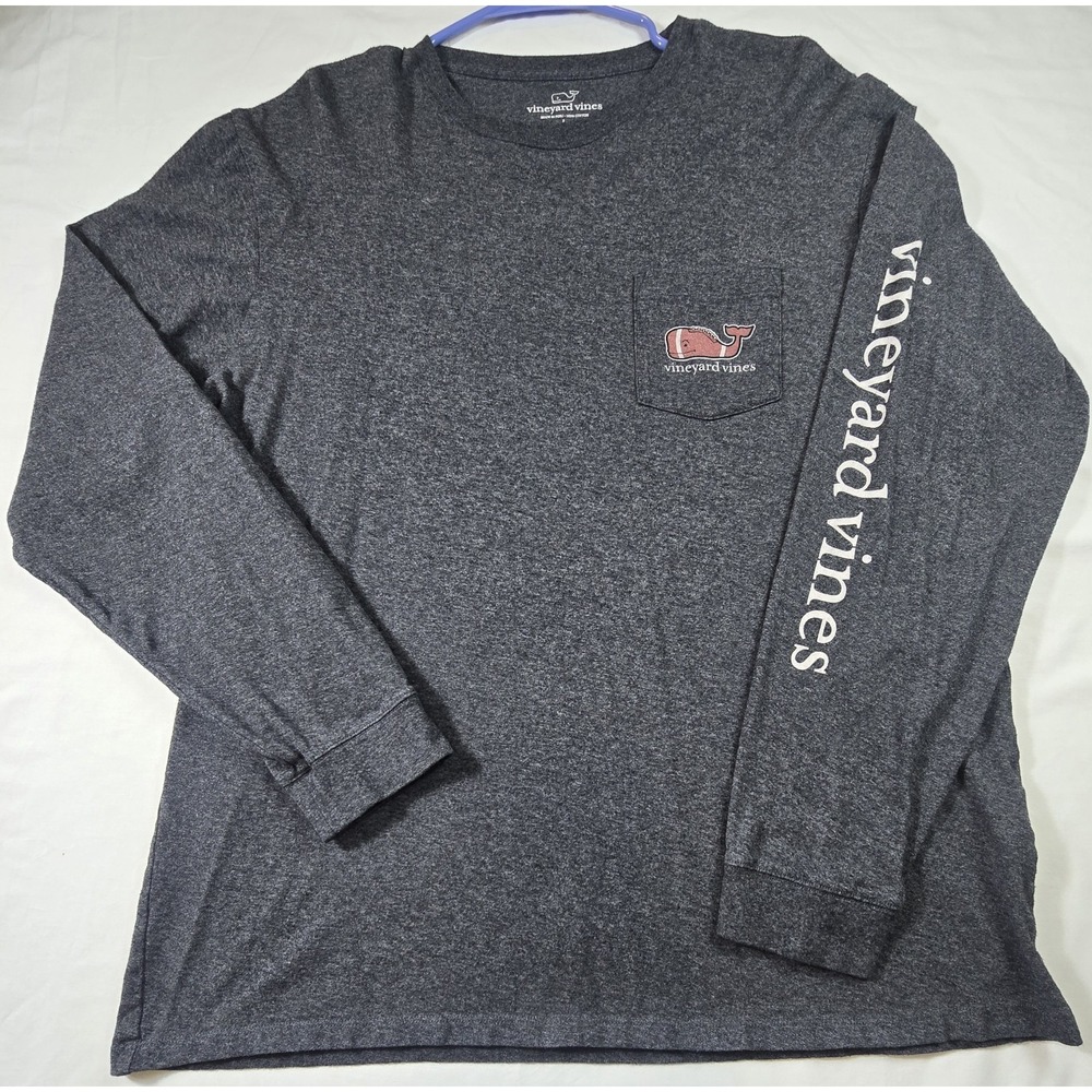 Vineyard Vines Long Sleeve Football Tribute Shirt Size Large Gray